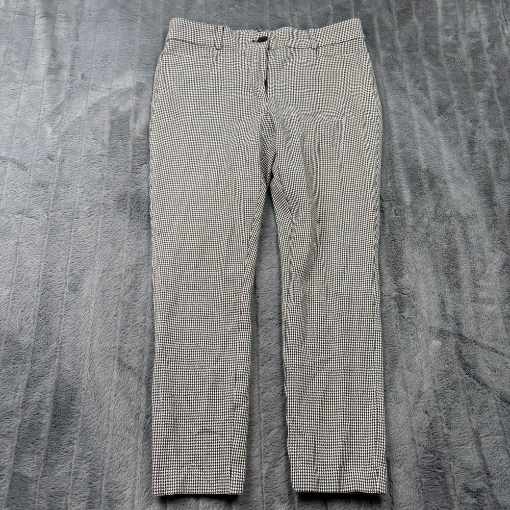 LOFT Skinny Pants Womens 8 Black White Houndstooth Plaid Stretch Trousers 13298